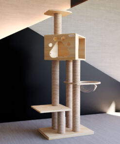 Solid wood cat tree